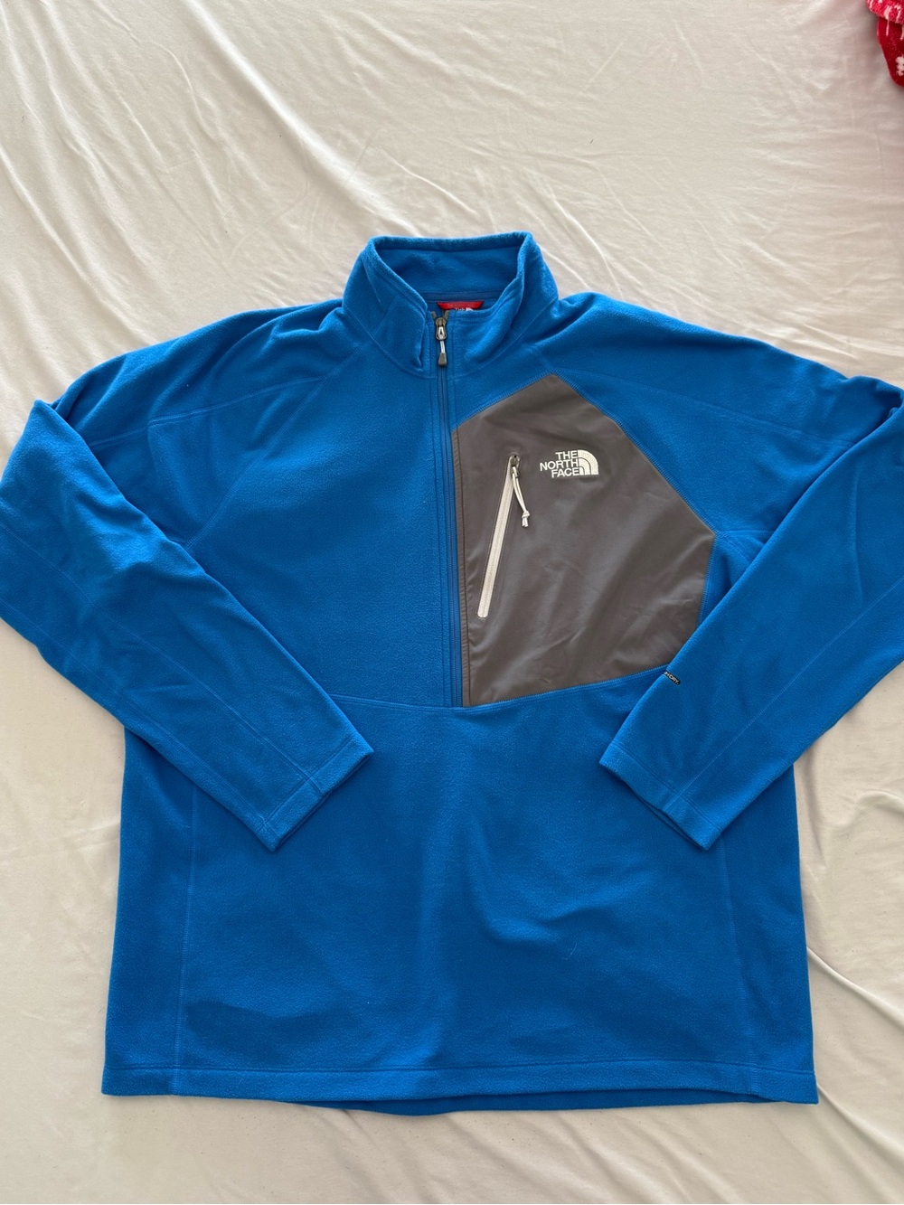 The North Face Blue Lightweight Half-Zip Fleece with Gray Chest Panel